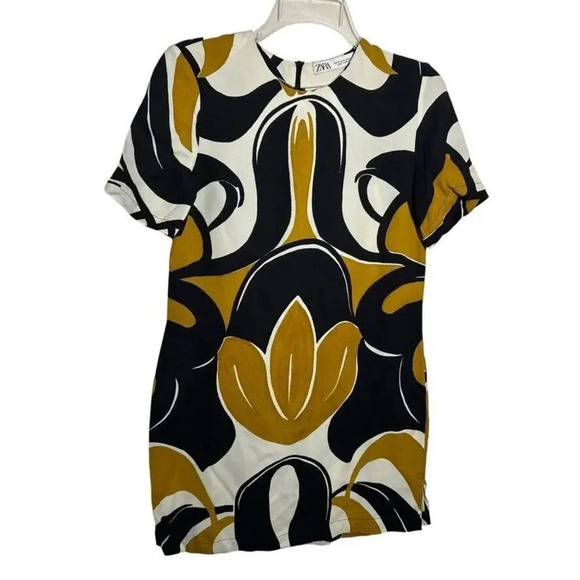 ZARA Womens Short sleeve shift dress bold print size XS - Picture 7 of 10